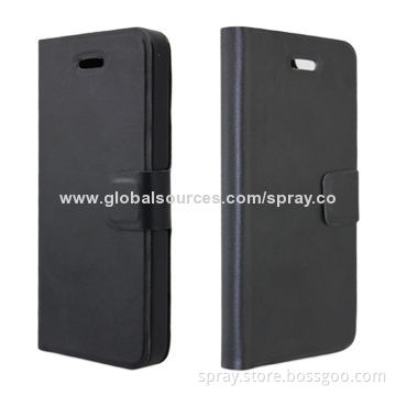 Slim Black Genuine Leather Cases for iPhone 5S, Soft TPU Holder, Simple Design